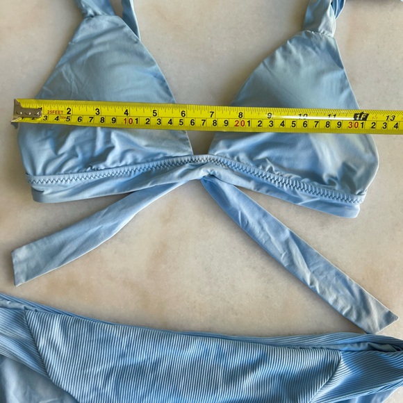 SALE! $12! Sky Blue Bikini Swimsuit Set Triangle Bra Top Full Coverage Bottom - Picture 5 of 10